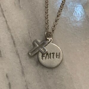 Sterling Silver “Faith” Pendant with Cross on 18” Chain